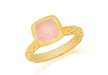 Sterling Silver Yellow Gold Plated Square Pink Opaque Crystal  Patterned Stacking Ring
