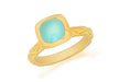 Sterling Silver Rose Gold Plated Square Turquoise Opaque Crystal  Patterned Stacking Ring