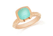 Sterling Silver Yellow Gold Plated Square Turquoise Opaque Crystal  Patterned Stacking Ring
