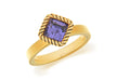 Sterling Silver Yellow Gold Plated Diamond Shaped Purple Crystal Stacking Ring