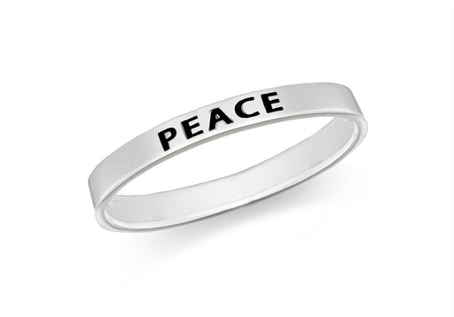 Sterling Silver 'Peae' Message Band Ring