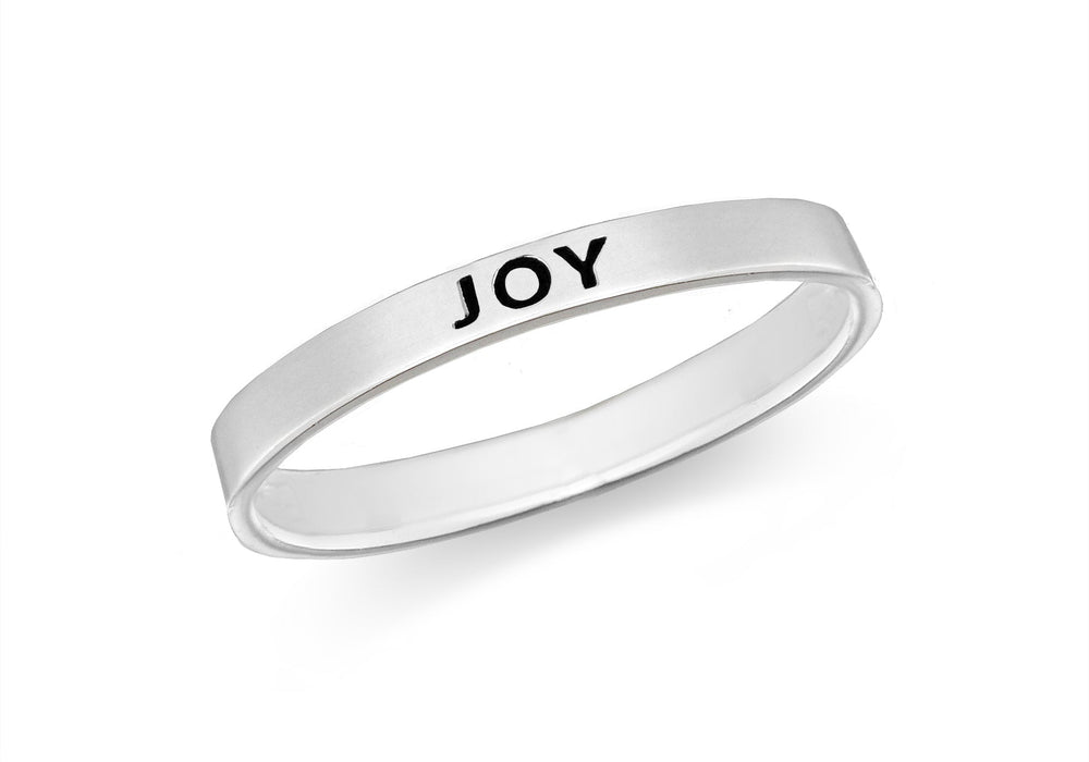 Sterling Silver 'Joy' Message Band Ring