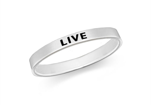 Sterling Silver 'Live' Message Band Ring