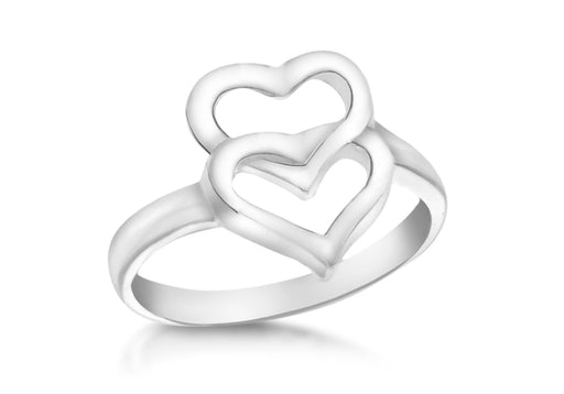 SILVER DOUBLE HEART Ring