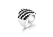 Sterling Silver Black & White Stone Set Stripe Ring
