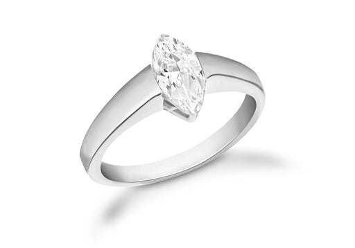 Sterling Silver White Zirconia  Stone Set Marquise Ring