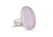 Sterling Silver Round Oval Pink Stone Set Ring 