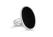 Sterling Silver Round Oval Onyx Set Ring 