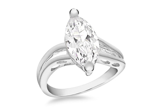 Sterling Silver Marquise Zirconia  Stone Set Ring