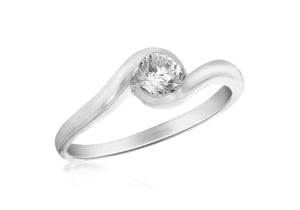 Sterling Silver White Zirconia  Stone Set Crossover Ring