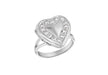 Sterling Silver White Stone Set Edge Heart Locket Ring 
