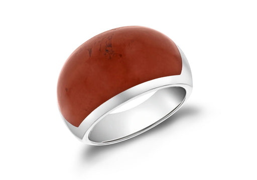 SILVER RED JASPER BAND Ring
