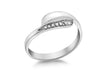 Sterling Silver Rhodium Diamond Half Pave Ring