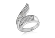 Sterling Silver Rhodium Plated Zirconia Curl Band Ring