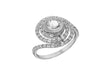 Sterling Silver Rhodium Plated White Zirconia  Spiral Ring