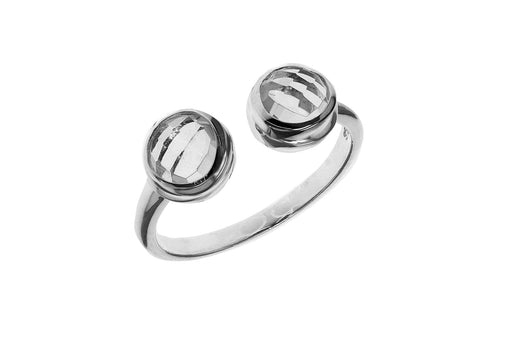 Sterling Silver White Crystal Faceted Torque Ring 