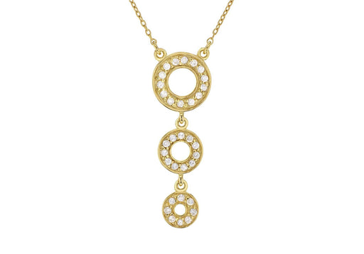Sterling Silver Gold Plated Triple-CZ Set Pendant Necklace 