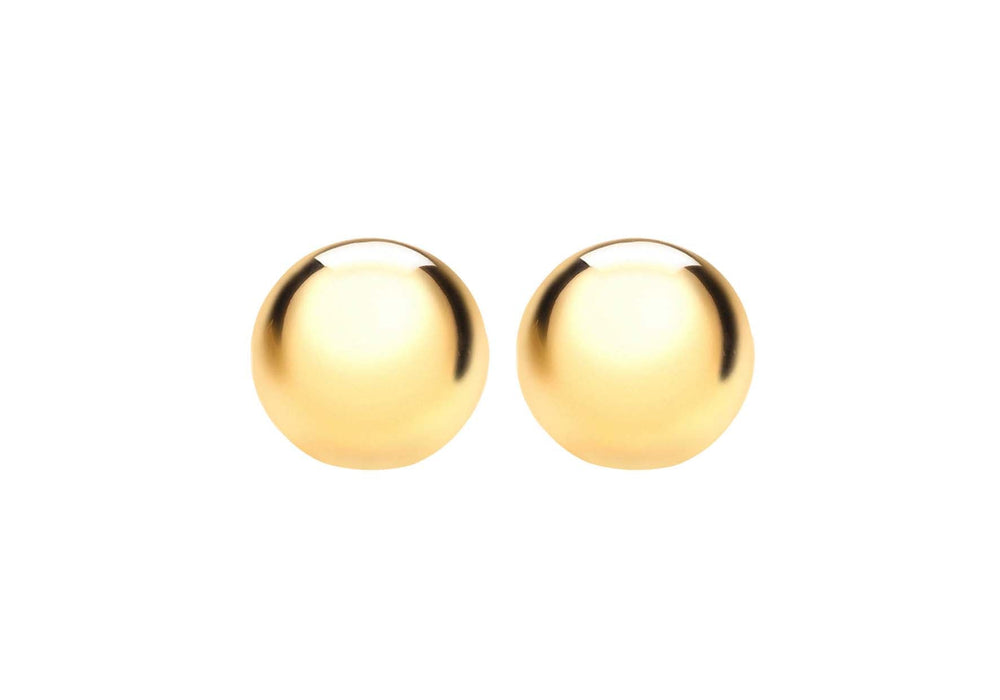 Sterling Silver Gold Plated 12mm Ball Stud Earrings
