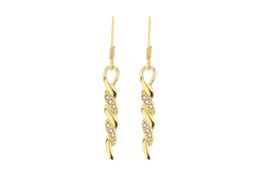 Sterling Silver Gold Plated Crystal Over Drop Earrings 