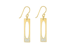 Sterling Silver Gold Plated Crystal Set Recter Earrings 