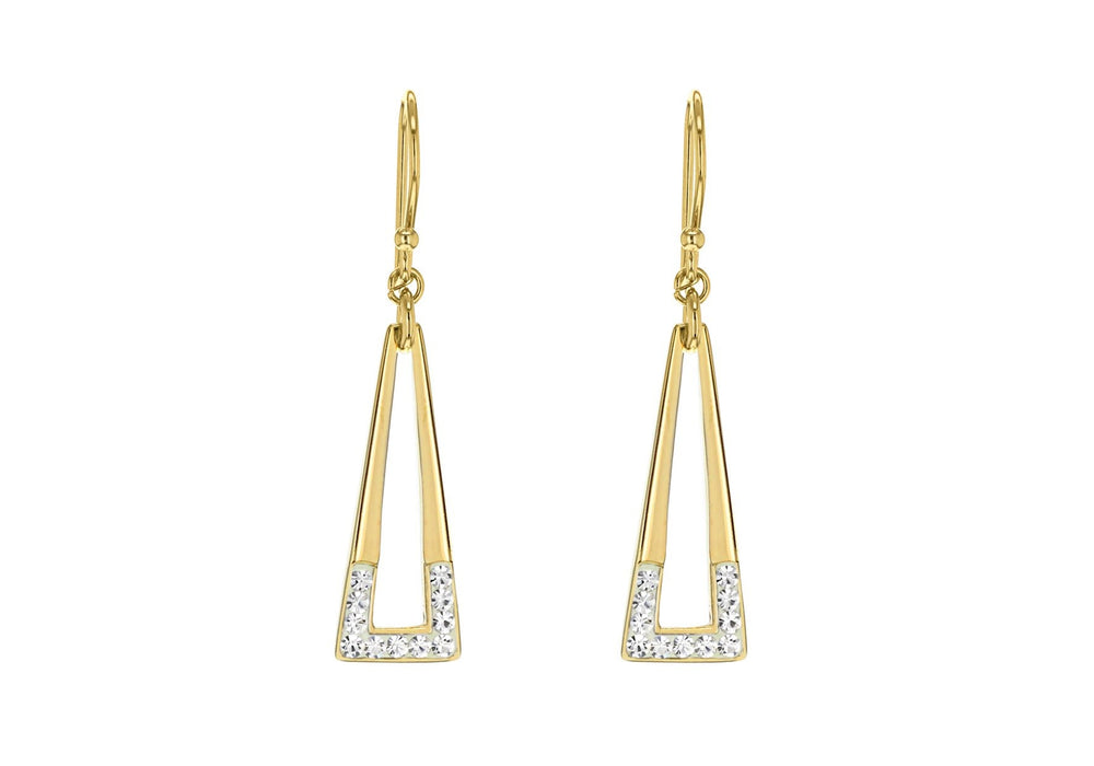 Sterling Silver Gold Plated Crystal Set Dropper Earrings 