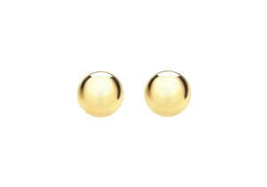 Sterling Silver Yellow Gold Plated 8mm Ball Stud Earrings
