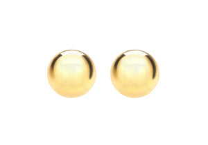 Sterling Silver Yellow Gold Plated 10mm Ball Stud Earrings