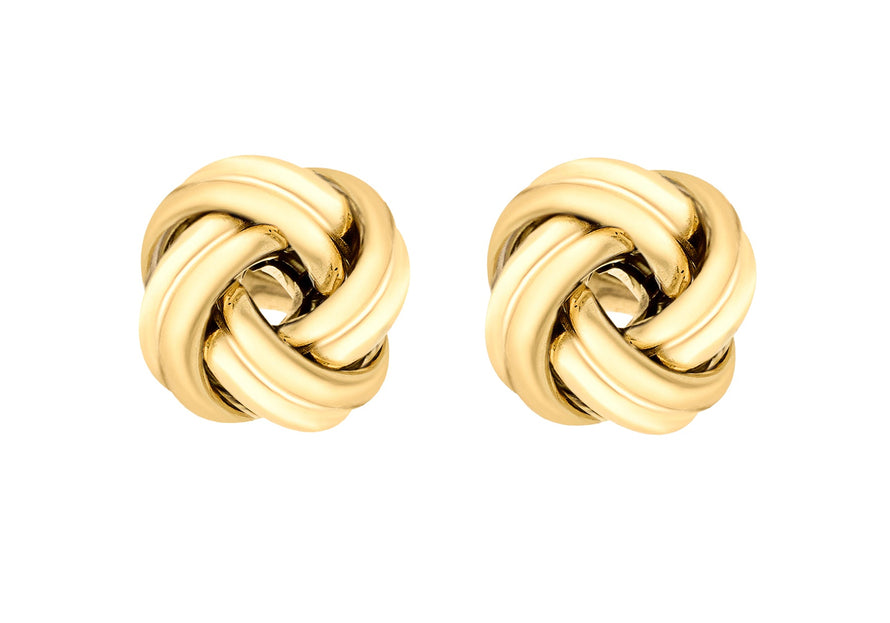Sterling Silver Yellow Gold Plated Knot Stud Earrings