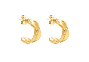 Sterling Silver Yellow Gold Plated Twisted Half-Band Earrings