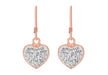 Sterling Silver Rose Gold Plated Crystal Pave Heart Drop Earrings
