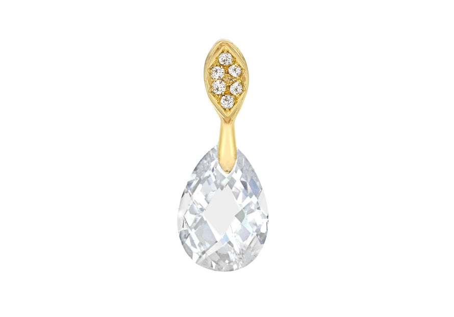 Sterling Silver Yellow Gold Plated Zirconia  Faet Teardrop Pendant