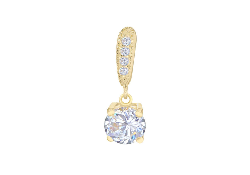Gold Plated Sterling Silver Round Zirconia Pendant