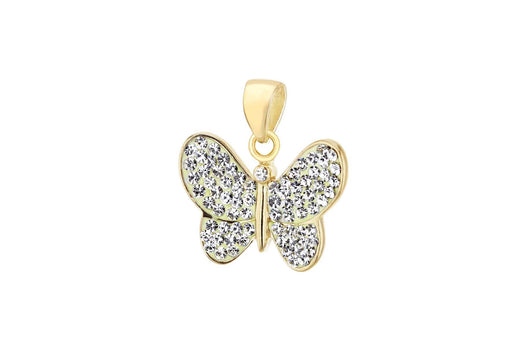 Sterling Silver Gold Plated Crystal Set BCutterfly Pendant