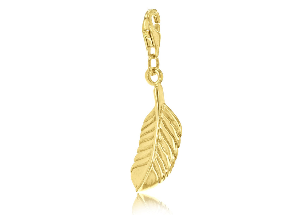 Sterling Silver Gold Plated Leaf Lobs Charm Pendant 