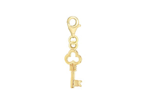 Sterling Silver Gold Plated Key Charm Pendant 
