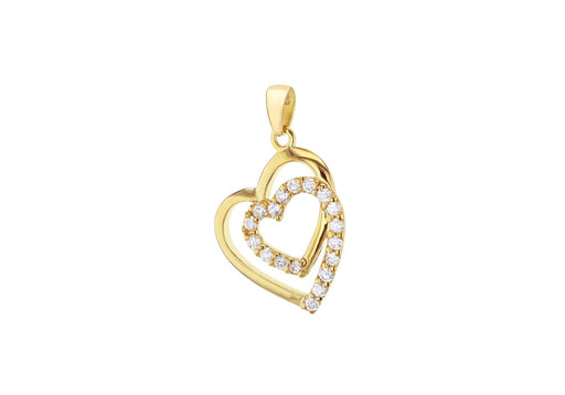 Sterling Silver Gold Plated CZ Heart Pendant 