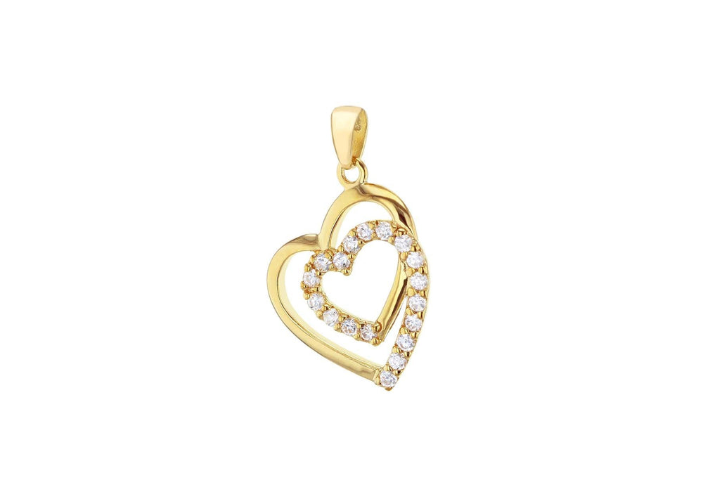 Sterling Silver Gold Plated CZ Heart Pendant 