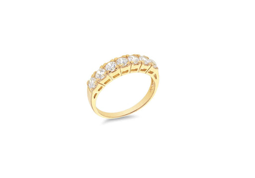 Gold Plated Sterling Silver Seven Stone Zirconia Eternity Ring