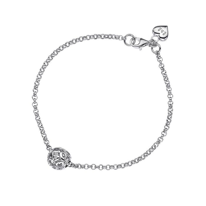 Sterling Silver 0.01ct Bracelet Hand-Set with a Diamond Accent Lobster with Heart Charm