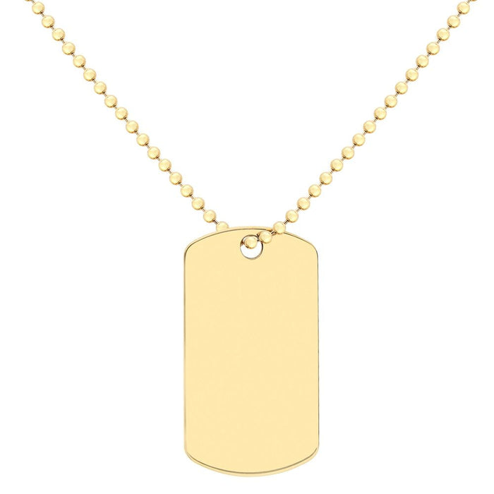 9ct Yellow Gold Dog Tag on Ball Chain Necklace