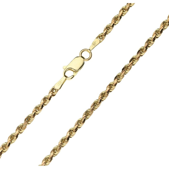 9ct Yellow Gold Diamond Cut Rope Necklace