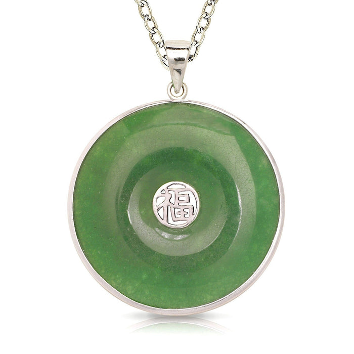 Sterling Silber grüner Jade-Kreis-Anhänger