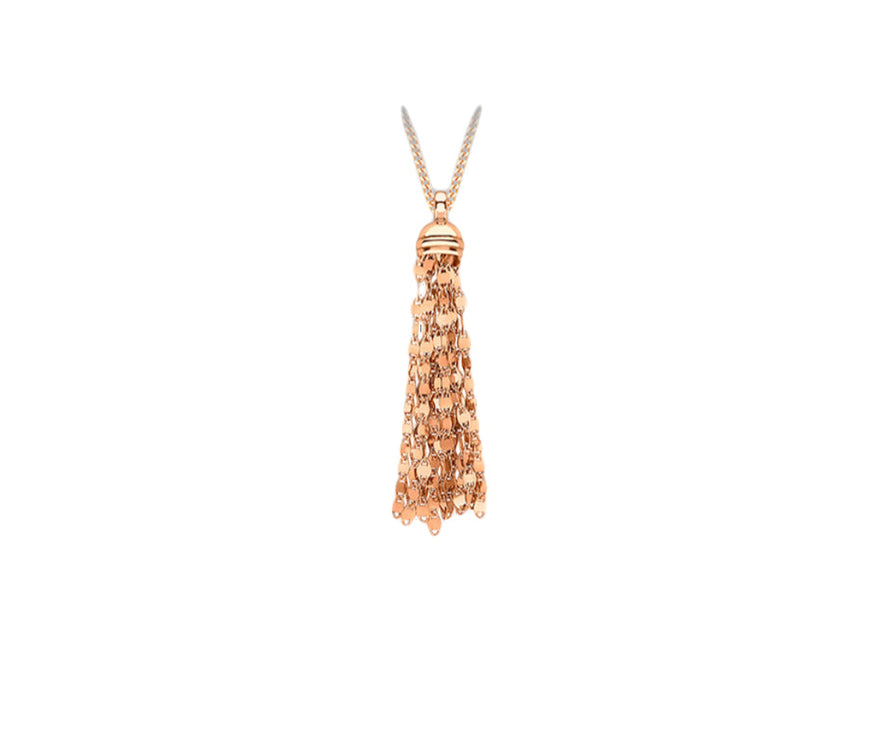 Sterling Silver Rose Gold Plated Rambo Tassle Chain Pendant