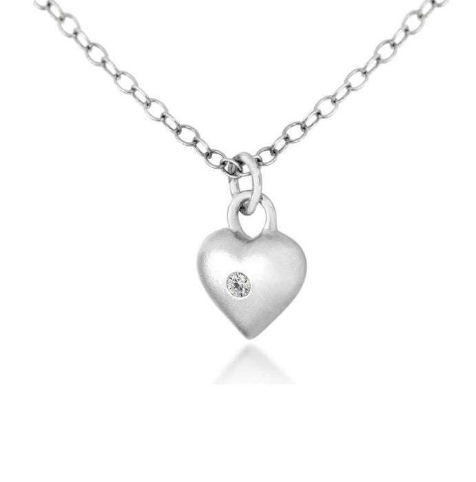 Sterling Silver 0.01ct Heart Pendant with Diamond Accent