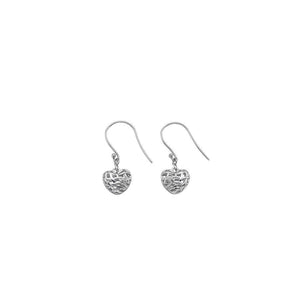 Sterling Silver Woven Heart Drop Earrings Hand-Set with Diamond Accents
