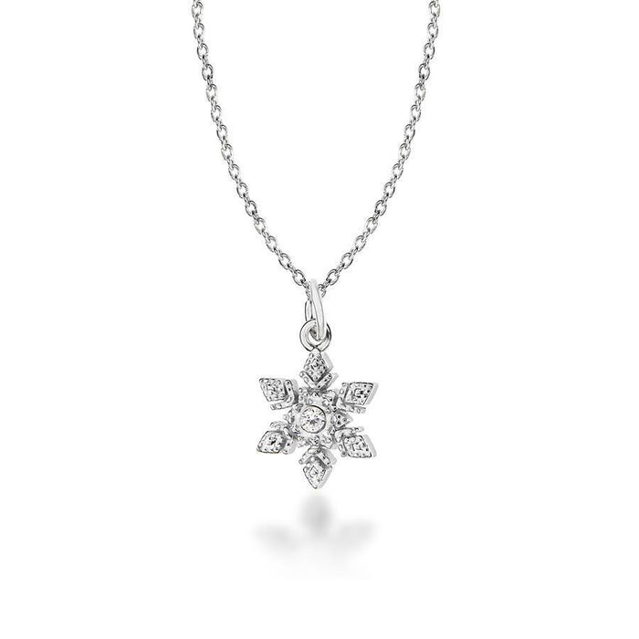 Sterling Silver 0.01ct Snowflake Pendant Hand-Set with a Diamond Accent