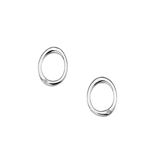 Sterling Silver Stud Earrings Hand-Set with a Diamond Accent