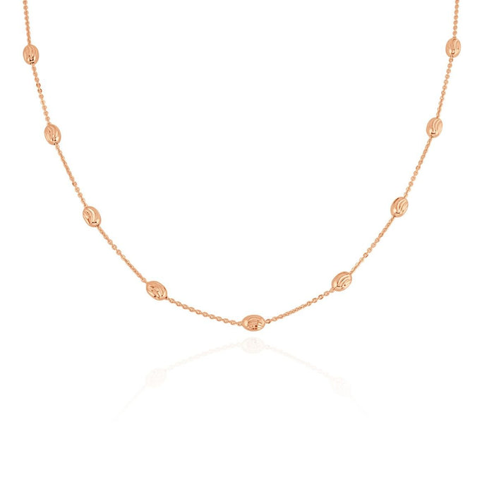 Halskette aus Sterlingsilber mit rosévergoldetem Diamantschliff und Kugelkette