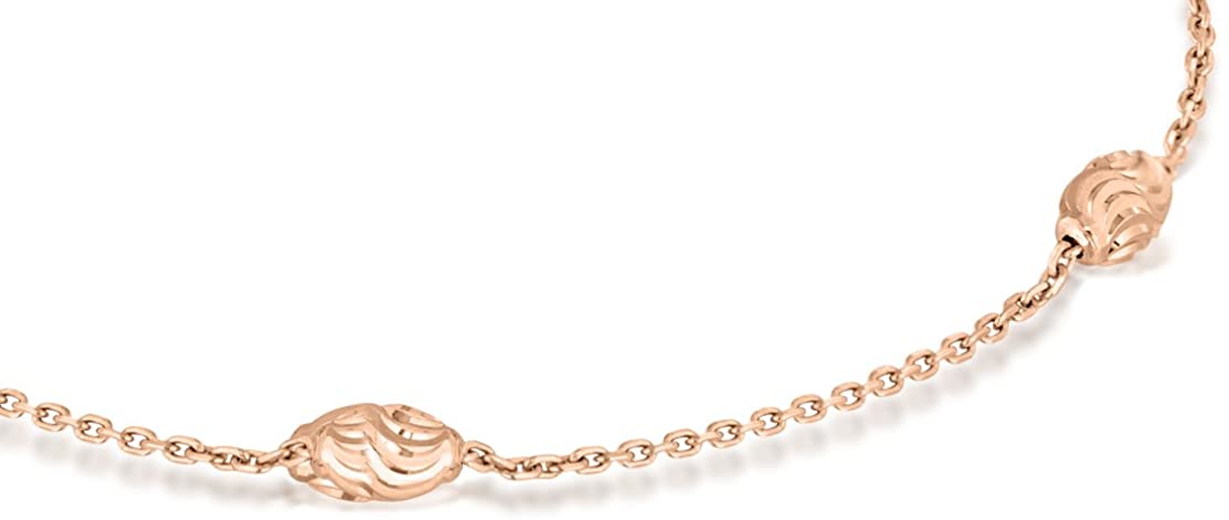 Halskette aus Sterlingsilber mit rosévergoldetem Diamantschliff und Kugelkette
