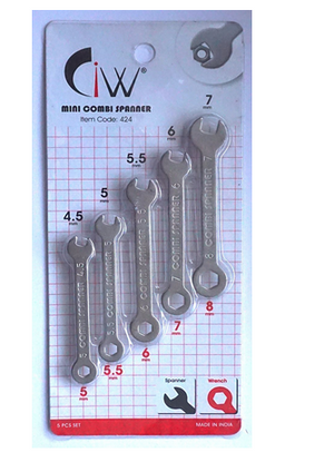 Mini Spanner and Wrench Combination 5 Set